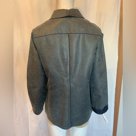 Rozae Nichols Leather Jacket Button Down Blue Size Large - Picture 2 of 7